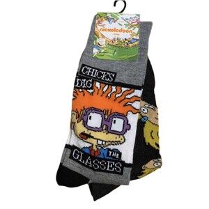 Nickelodeon Rugrats Chuckie & Hey Arnold Men’s Crew Socks - 2 Pack
